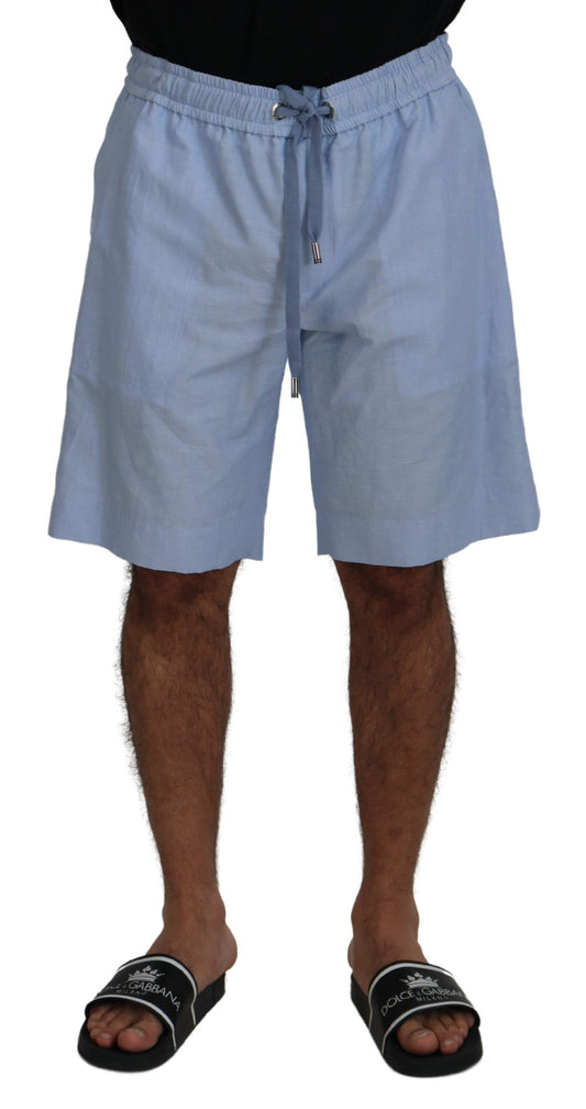 Light Blue Bermuda Mid Waist Casual Shorts