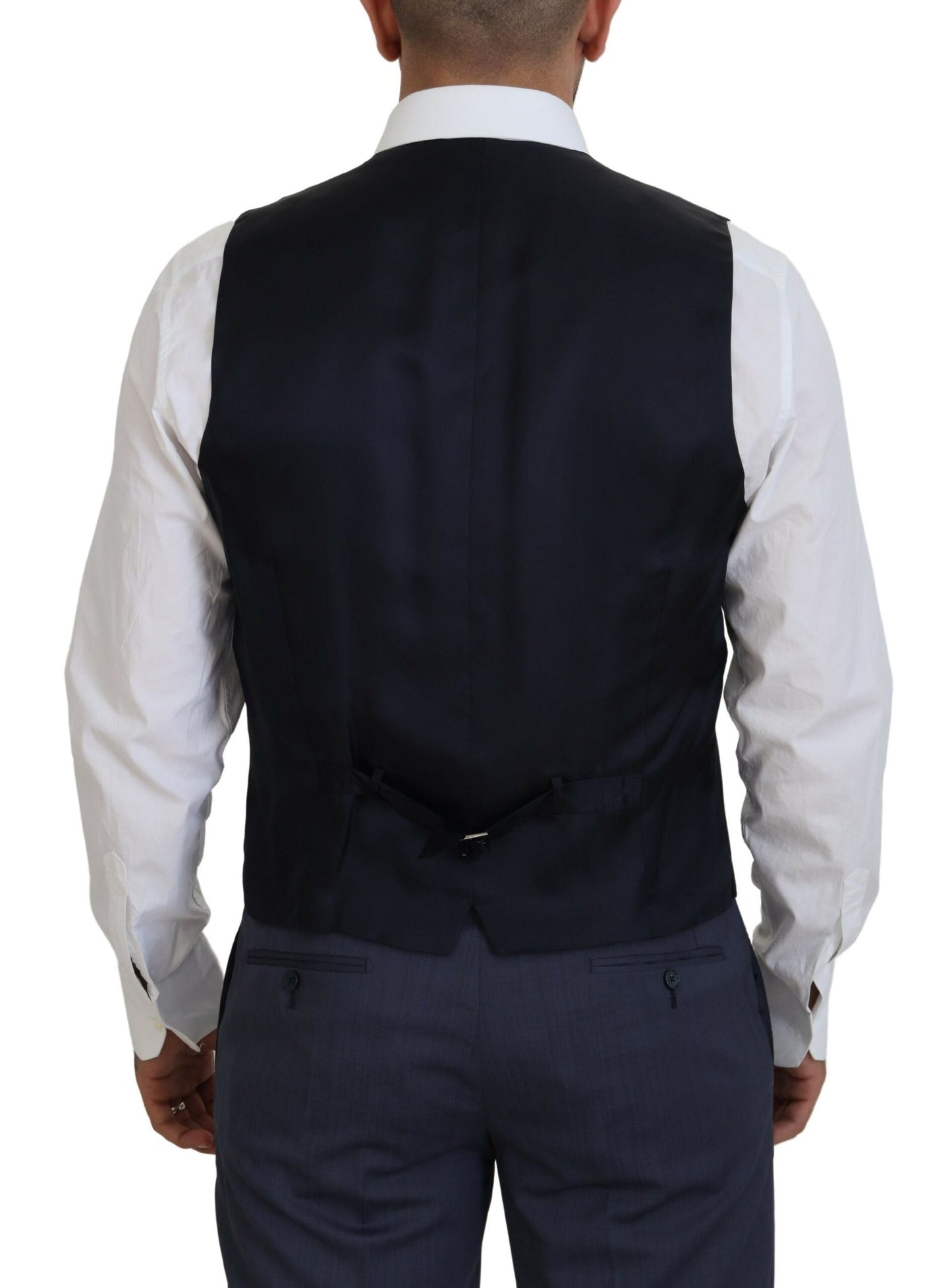 Elegant Navy Wool Blend Martini Blazer