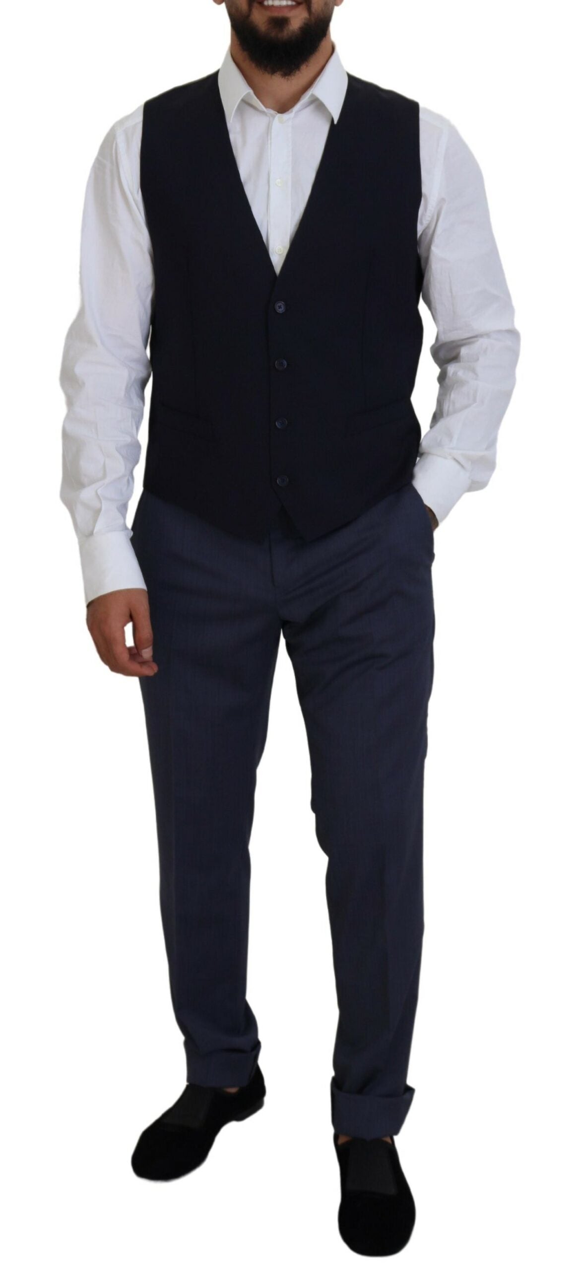 Elegant Navy Wool Blend Martini Blazer