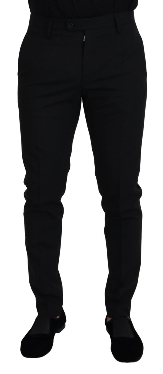 Black Polyester Chino Formal Pants