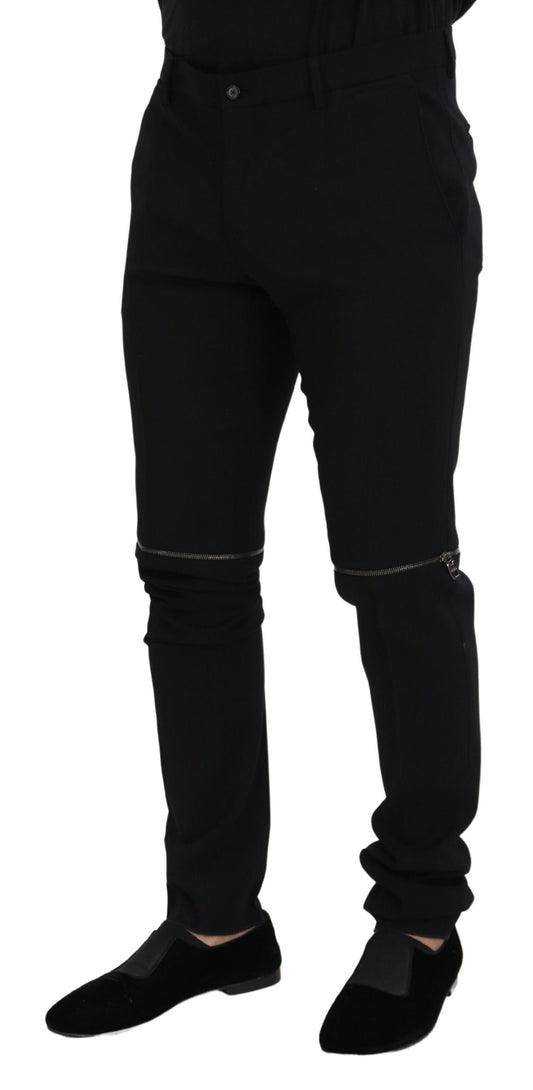 Elegant Black Virgin Wool Trousers