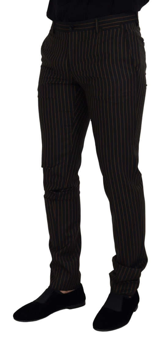 Black Brown Striped Men Formal Pants