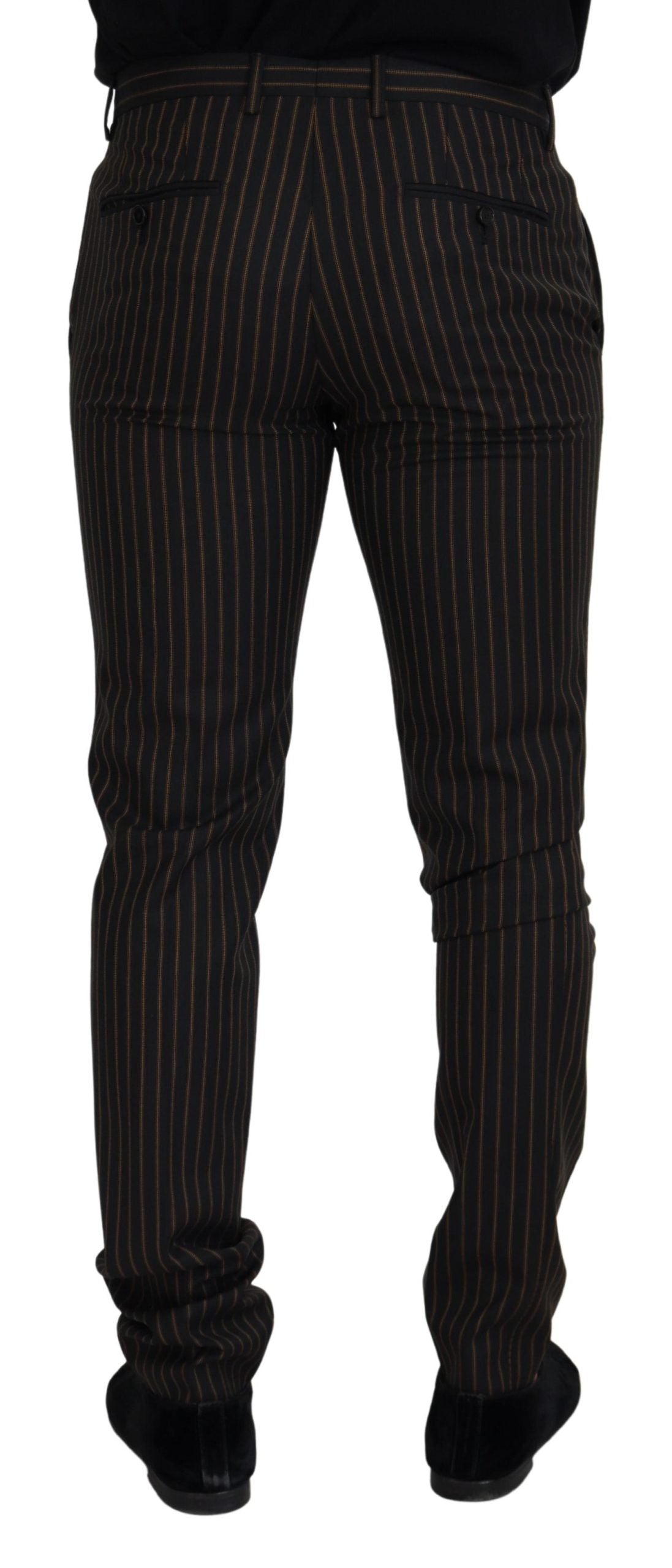 Black Brown Striped Men Formal Pants