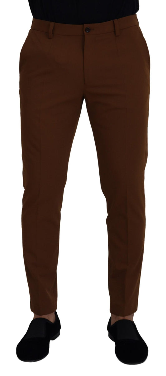 Brown Wool Chino Skinny Men Pants