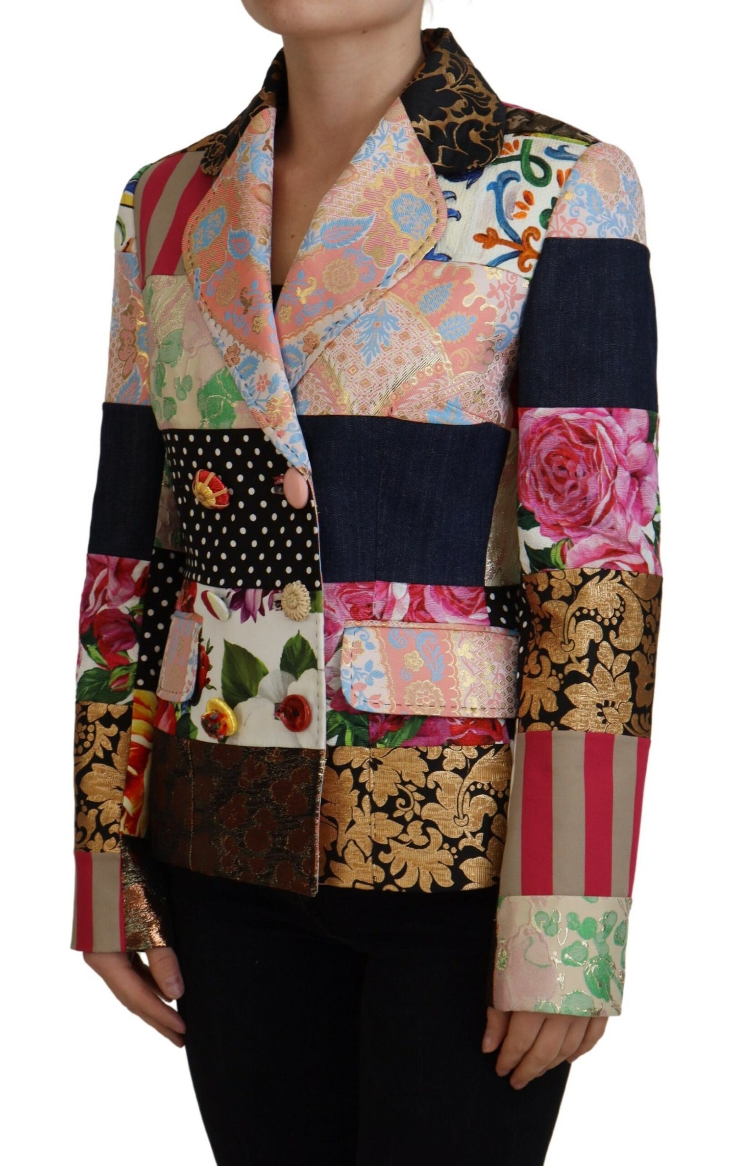 Elegant Multicolor Patchwork Blazer