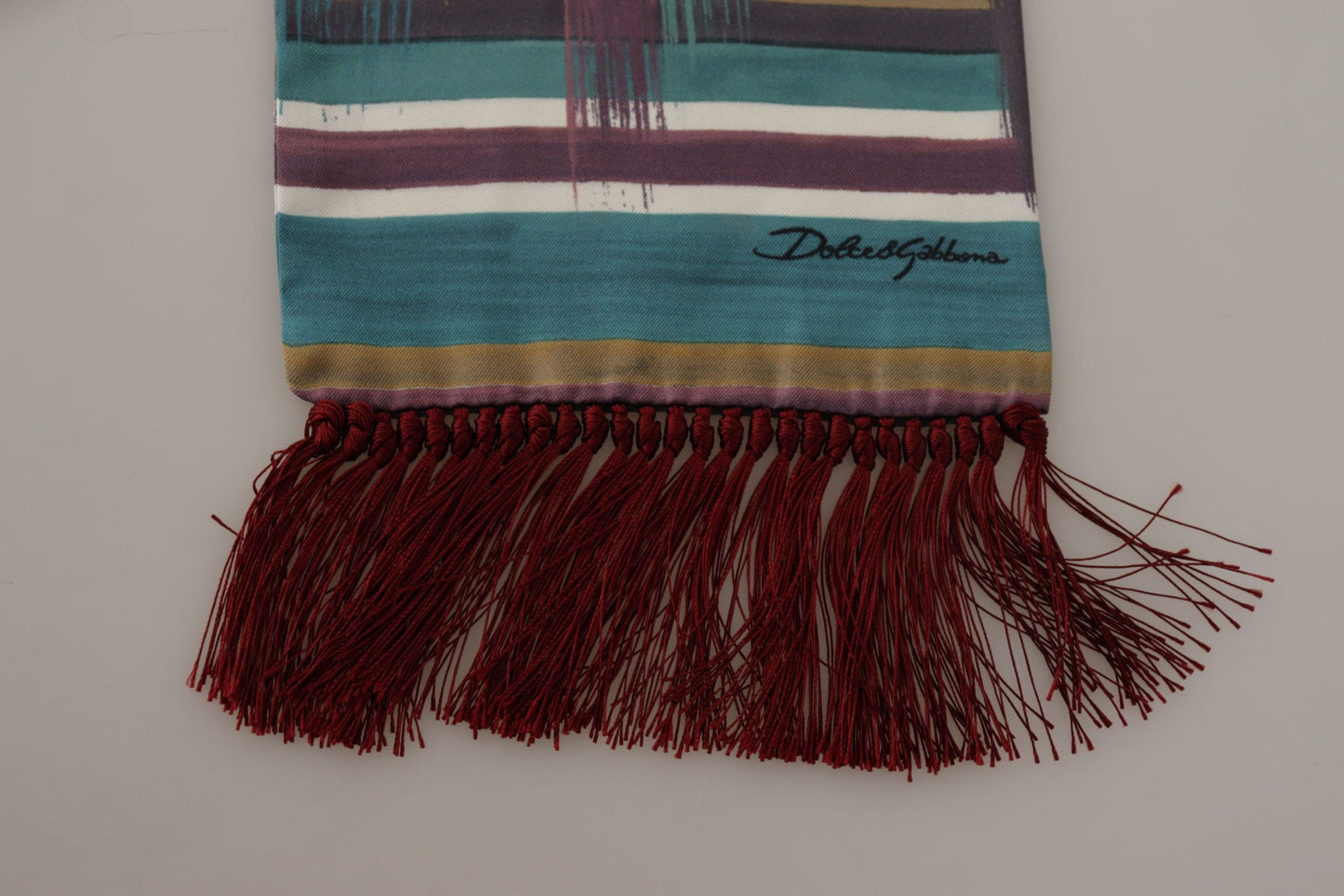 Multicolor Striped Shwal Fringes Wrap Silk Scarf