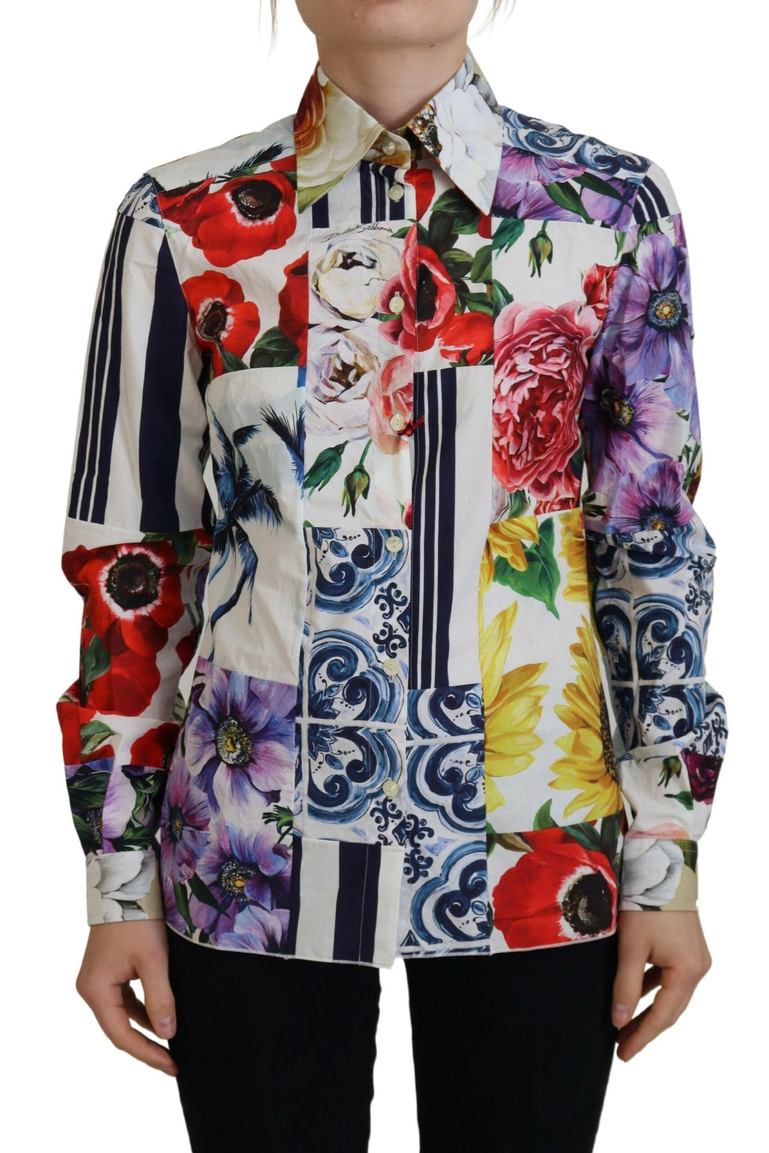 Elegant Floral Cotton Long Sleeve Top