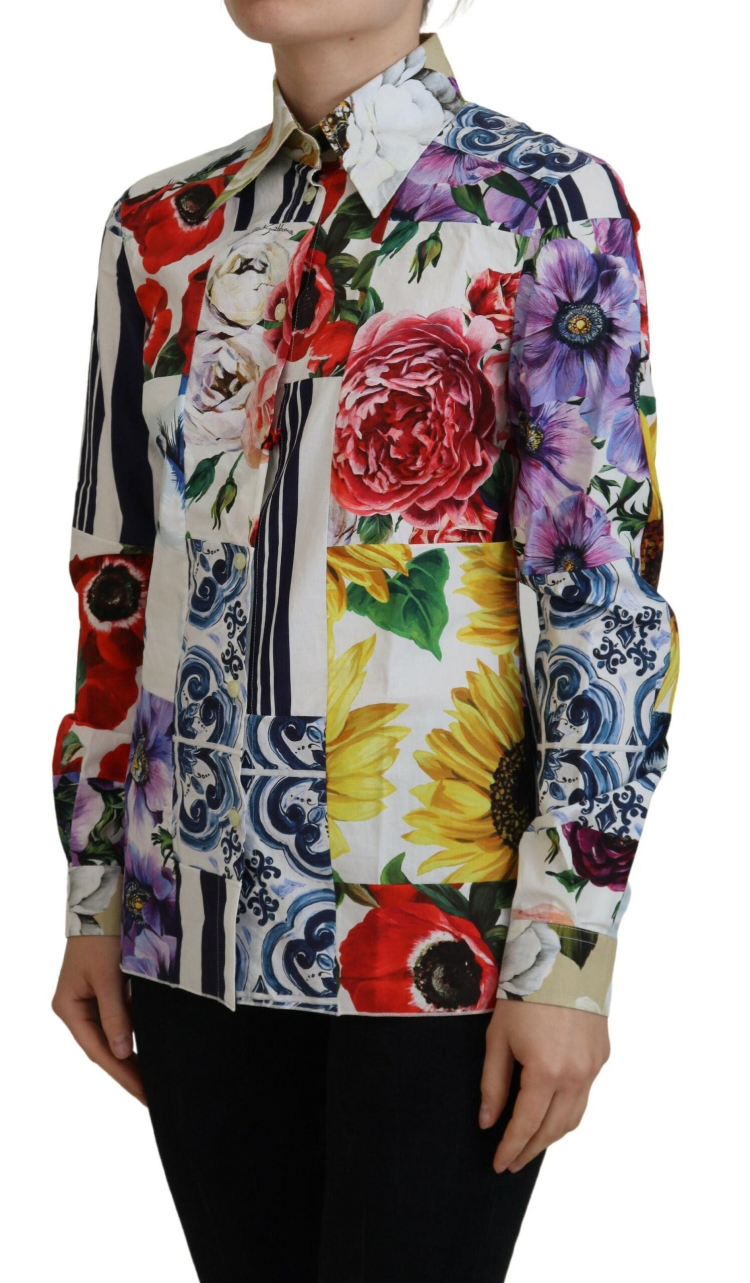 Elegant Floral Cotton Long Sleeve Top