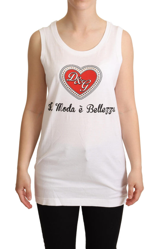 White La Moda Crystal Tank Top T-shirt