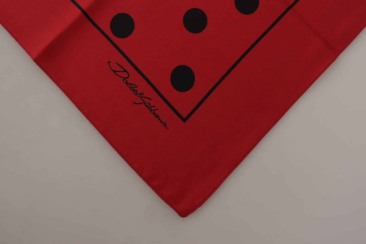 Elegant Red Polka Dot Silk Square Scarf