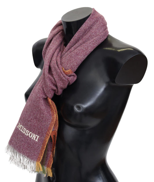 Chic Maroon Cashmere Scarf with Logo Embroidery