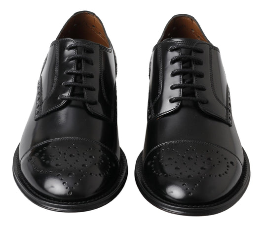 Elegant Black Leather Oxford Wingtip Shoes