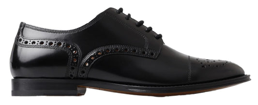 Elegant Black Leather Oxford Wingtip Shoes