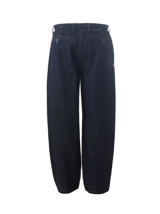 Elegant Blue Denim Relaxed Fit Trousers