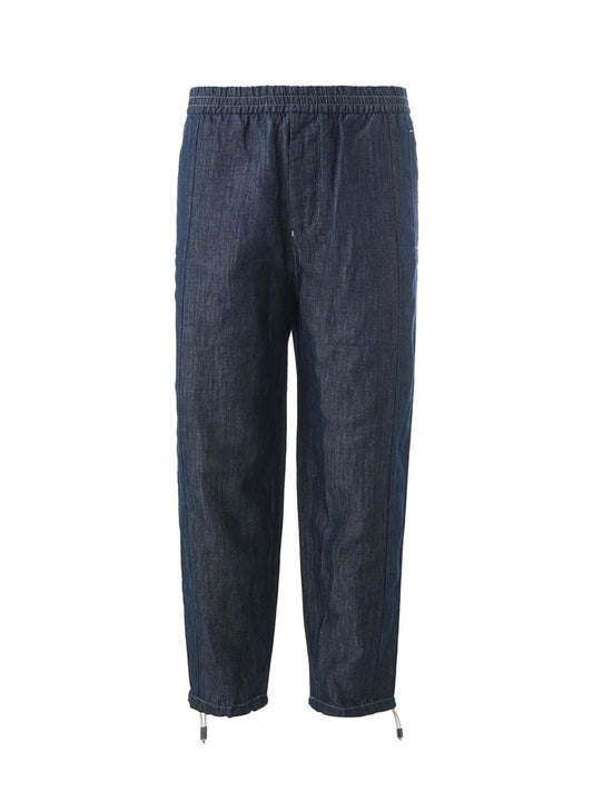 Elegant Blue Cotton Trousers with Logo Detail