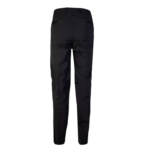 Elegant Black Wool Tuxedo Trousers