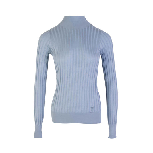 Elegant Silk Turtleneck Sweater in Light Blue