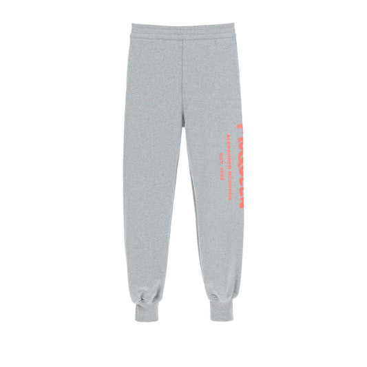 Elegant Graffiti Logo Grey Sweatpants