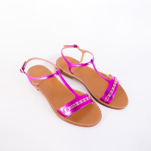 Elegant Fuchsia Leather Sandals