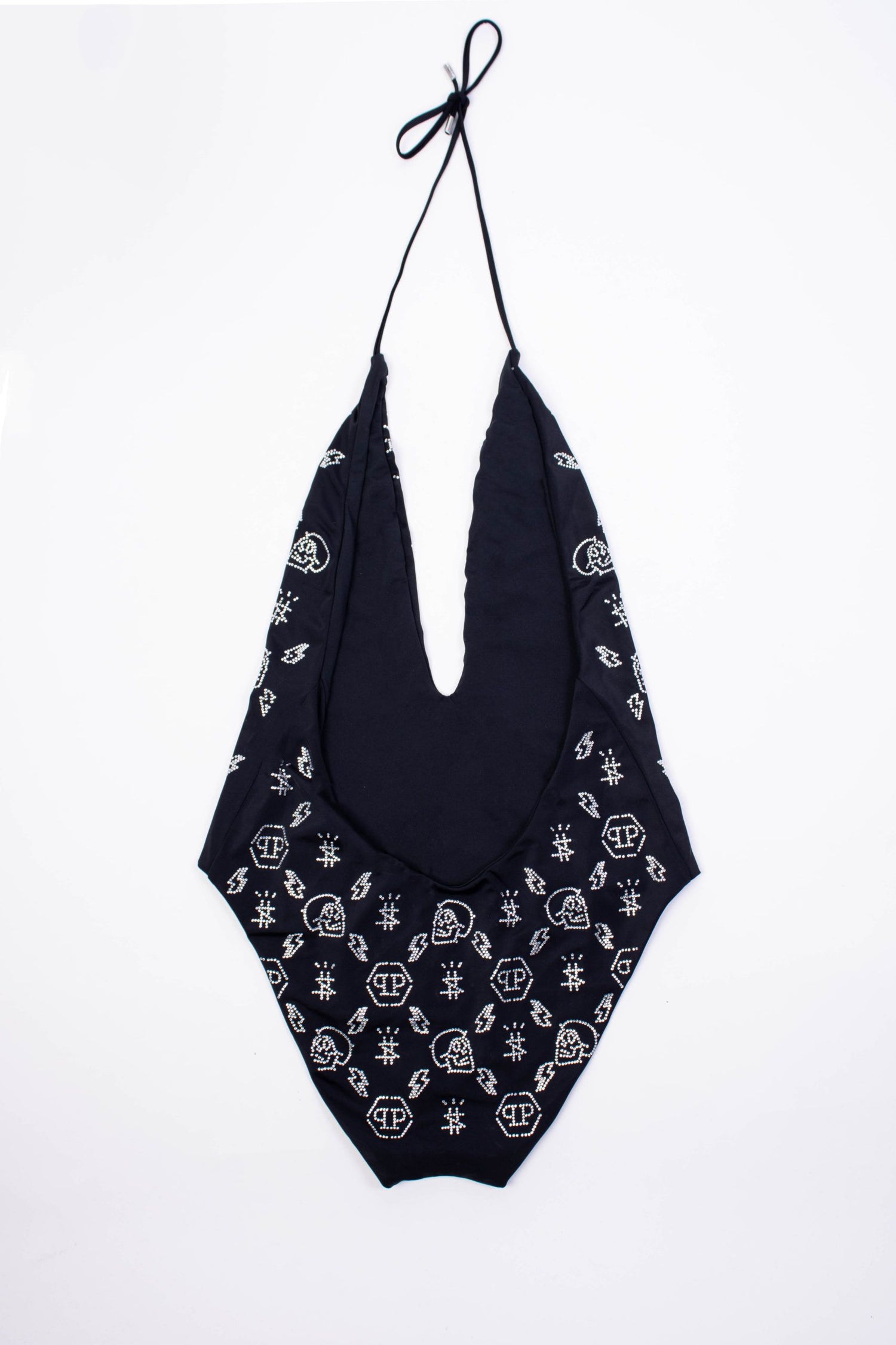 Crystal Logo Embellished One Piece Swimsuit