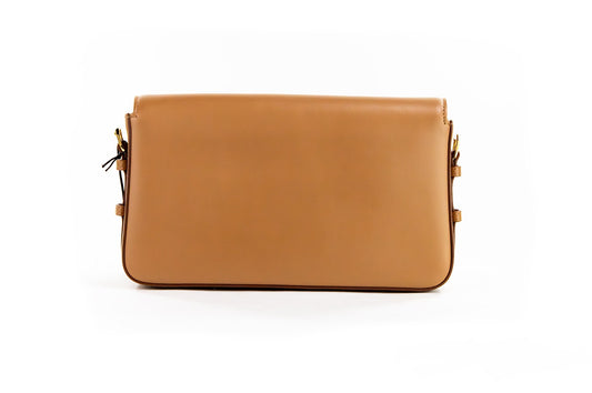 Grace Small Nutmeg Smooth Leather Flap Crossbody Clutch Handbag Purse