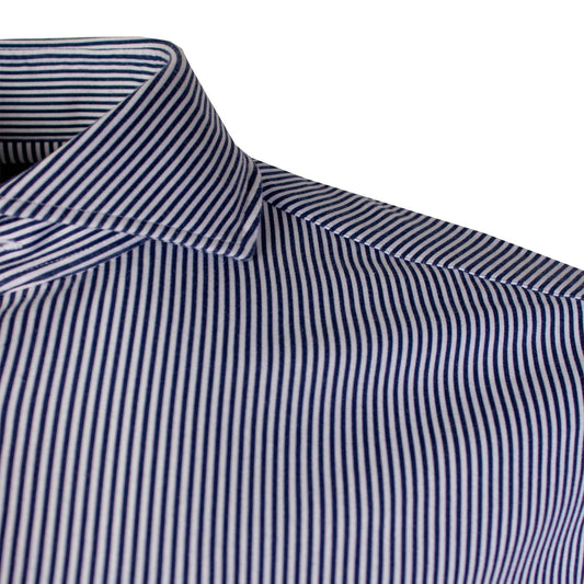 Elegant Light Blue Striped Gentleman's Shirt