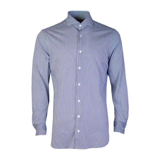 Elegant Light Blue Striped Gentleman's Shirt