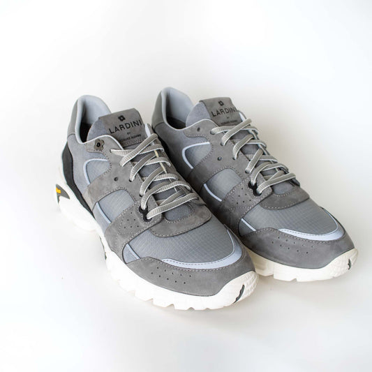 Sleek Gray Suede Leather Sneakers