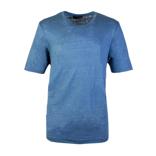 Powder Blue Wool T-Shirt with Embroidered Detail