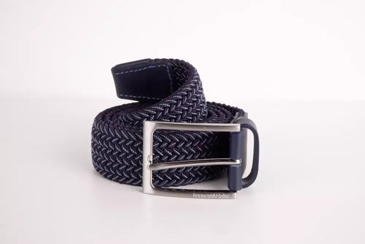 Elegant Denim Blue Fabric Belt with Silver Buckle