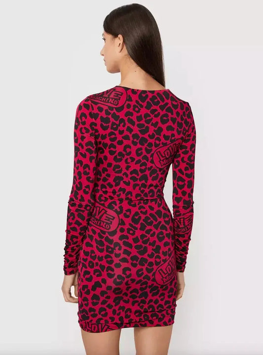 Chic Leopard Texture Dress in Pink and Black