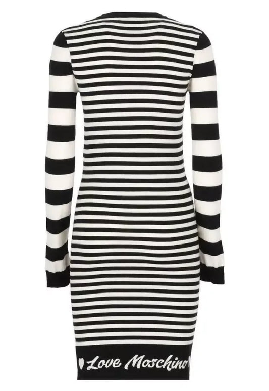 Elegant Striped Knit Dress with Long Sleeves