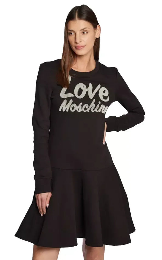 Chic Embossed Logo Cotton Blend Dress