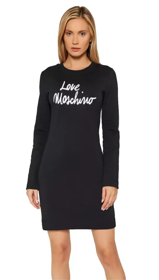 Chic Embossed Logo Cotton Blend Dress