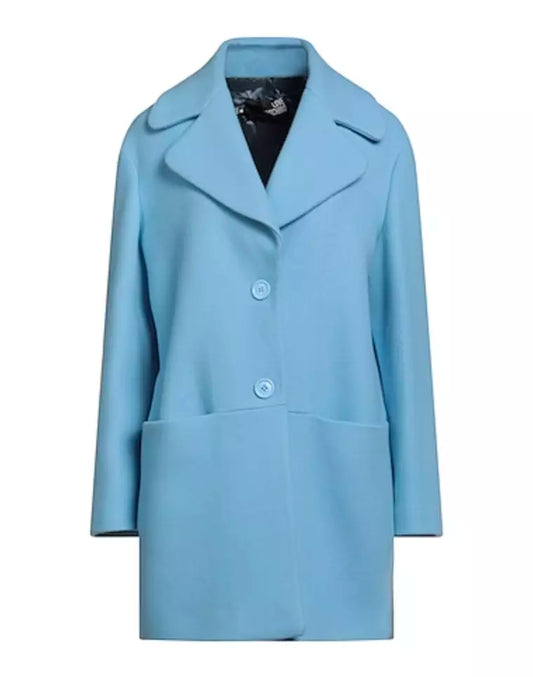 Elegant Light Blue Wool Coat