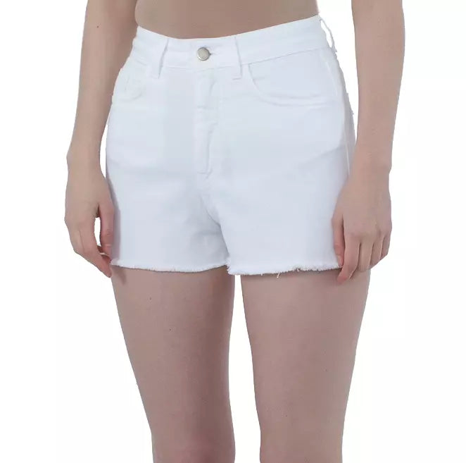 Chic Raw Hem Logo Cotton Shorts