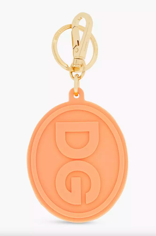 Elegant Orange Keychain with Gold Hardware