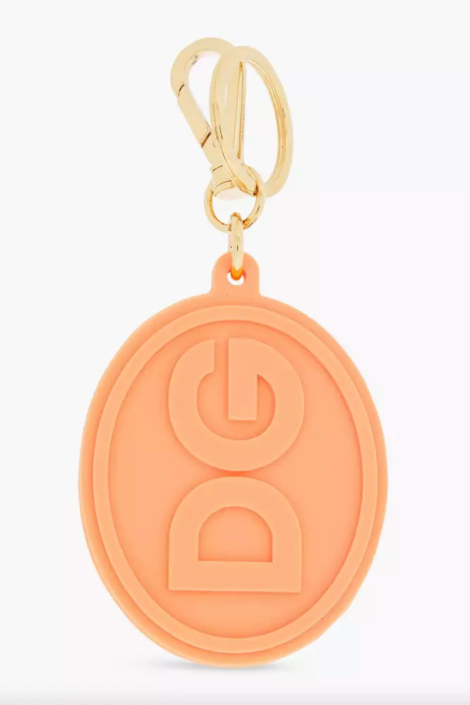 Elegant Orange Keychain with Gold Hardware