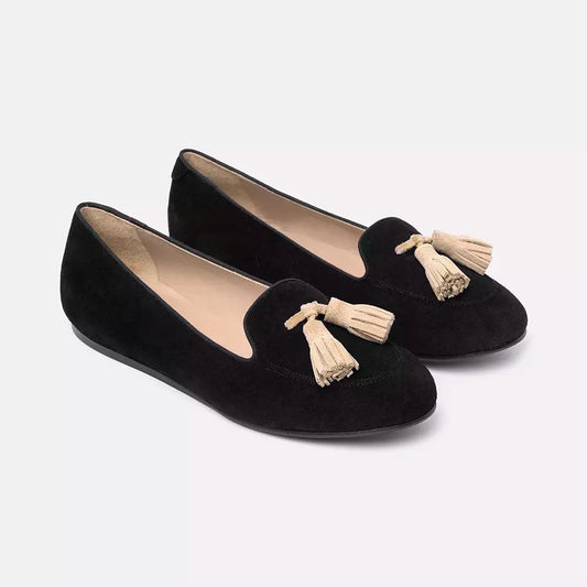 Elegant Black Suede Tassel Moccasins