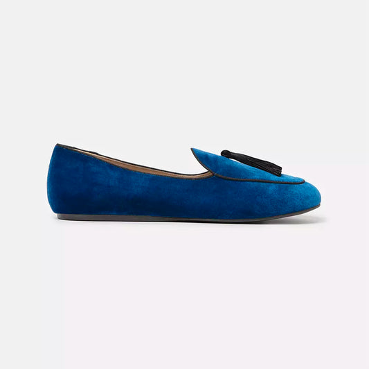 Elegant Silk Fabric Tasseled Loafers