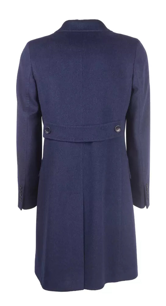 Elegant Virgin Wool Blue Coat for Her