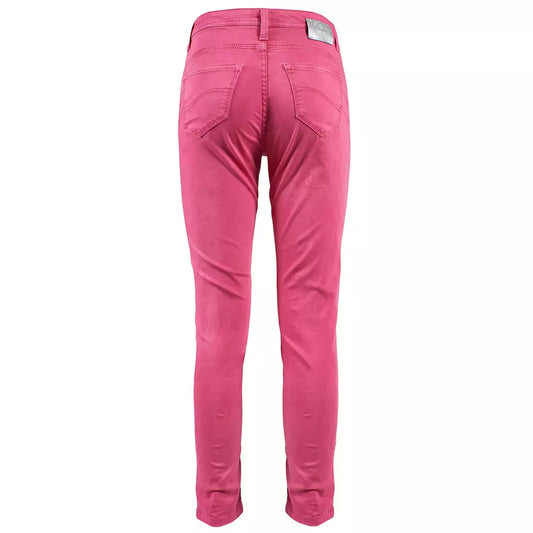 Chic Fuchsia Skinny Jeans with Mini Ankle Slits