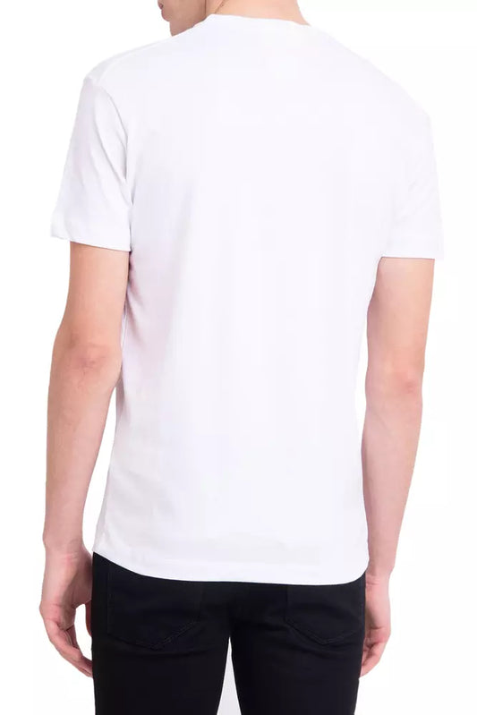 Exclusive White Logo Cotton Tee for Men