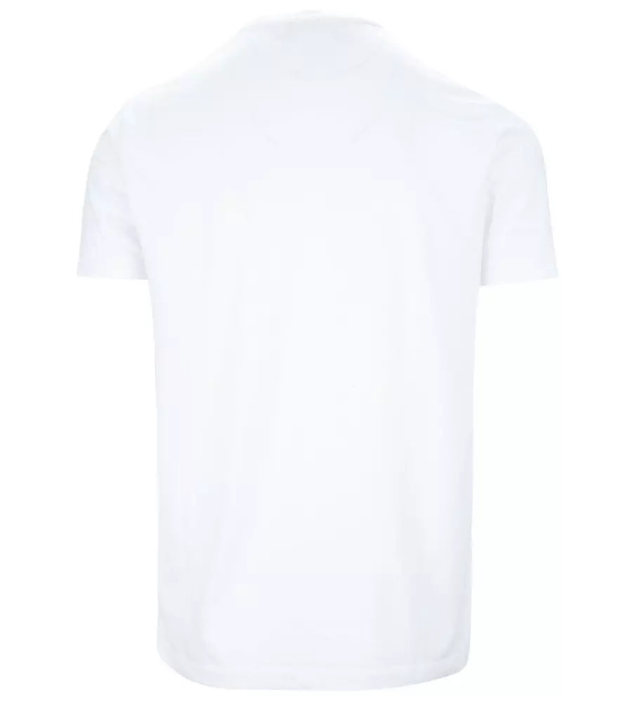 Elegant White Cotton Tee with Contrast Print