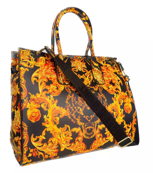 Elegant Black Shopper with Golden Accents