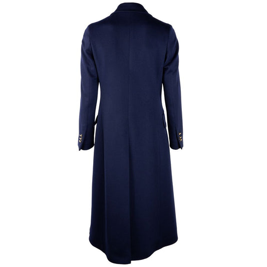 Elegant Woolen Double-Breasted Long Coat