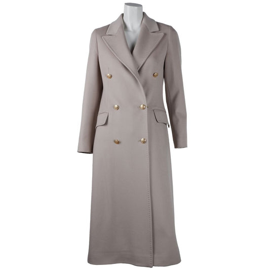 Elegant Beige Double-Breasted Wool Coat