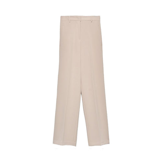 Elegant Beige Crepe Straight Trousers