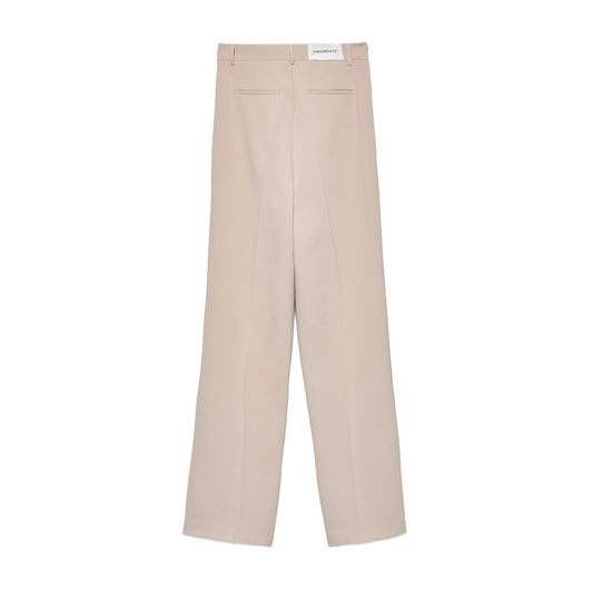 Elegant Beige Crepe Straight Trousers