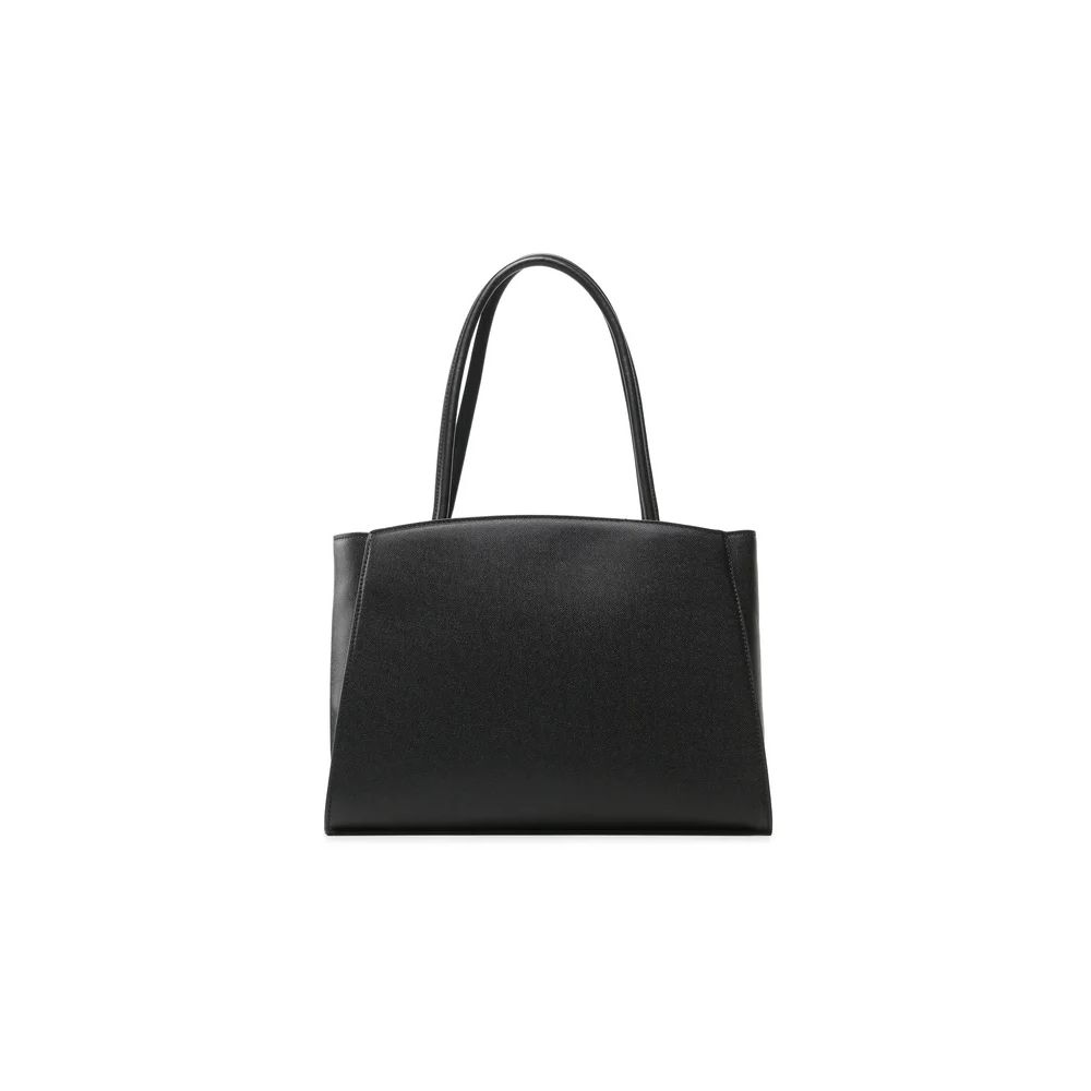 Chic Ebony Tote with Silver Logo Accent